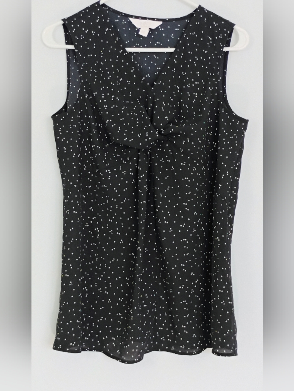 a:glow Knot Front Black Polka Dot Sleeveless  Maternity Top - XS